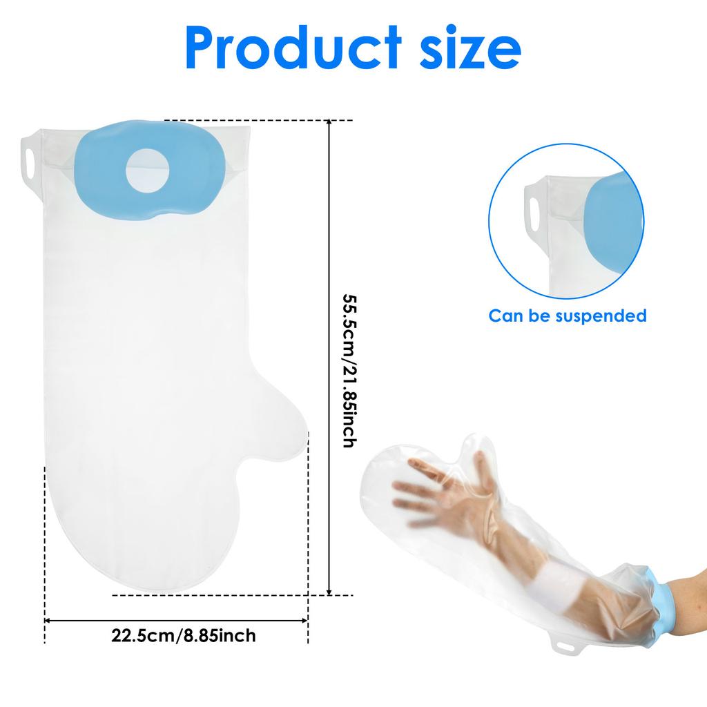 Waterproof Cast Cover Short Palm/Long Arm Shower Arm Protector with Elastic Opening Soft Comfortable Wound Bathing Bag for Adult