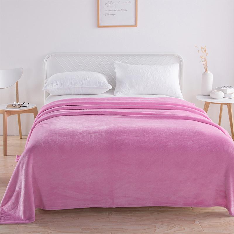 Coral Fleece Flannel Blanket - Cozy, Casual, Simple Color, Bedspread or Nap Blanket