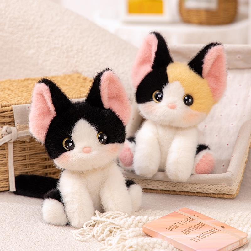 24cm Kawaii Plush Cat Doll – Soft Cuddly Devon Rex Style Stuffed Toy for Kids, Bedtime Companion & Birthday Gift