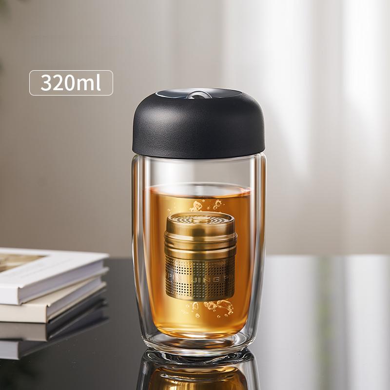 

GIANXI Двухслойные термостойкие стеклянные чашки Офисная магнитная конструкция для разделения чая Портативная водонепроницаемая герметичная чашка 320-400ml