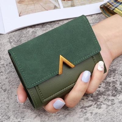 Korean Three-Fold Vintage Women's Wallet - PU Leather, Compact Card Holder