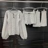 2025 Herbst/Winter Damen Zopfmuster Pullover-Set: Gemütliche Strickware mit Shorts & Stulpen, Dreiteiler