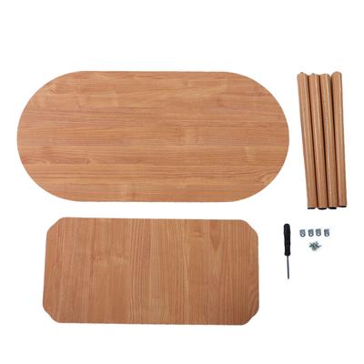 Coffee Table for Living Room MDF PVC 2 Tier Farmhouse Modern Oval Center Table for Small Space Home Office