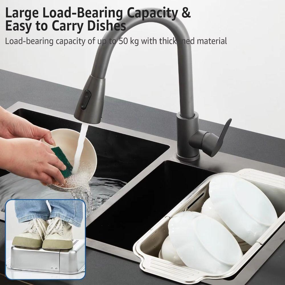 Retractable Extendable Dish Drainer Thickened Kitchen Sink Rack Over Sink Organizer  Plates