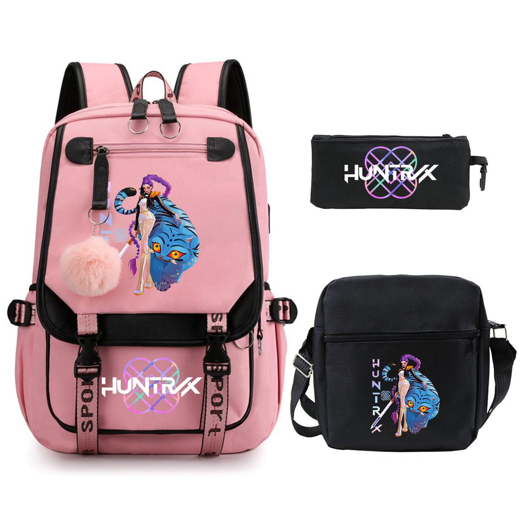 KPop Demon Hunters Korean version of student school bag children's backpack pencil bag set
