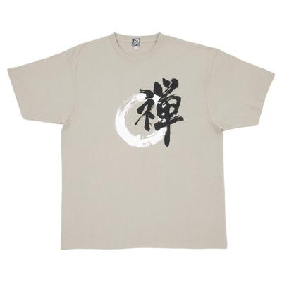 Noren Short Sleeve Size L with Round for and Kids Made In Made In Cotton Round Collar Letter Kanji Funny Souvenir from Study Loungewear T-Shirt, (Zen