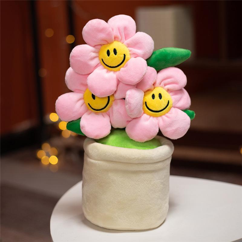 Sunflower Doll Plush Toy - Small Potted Plant Ornament for Home or Office Decor