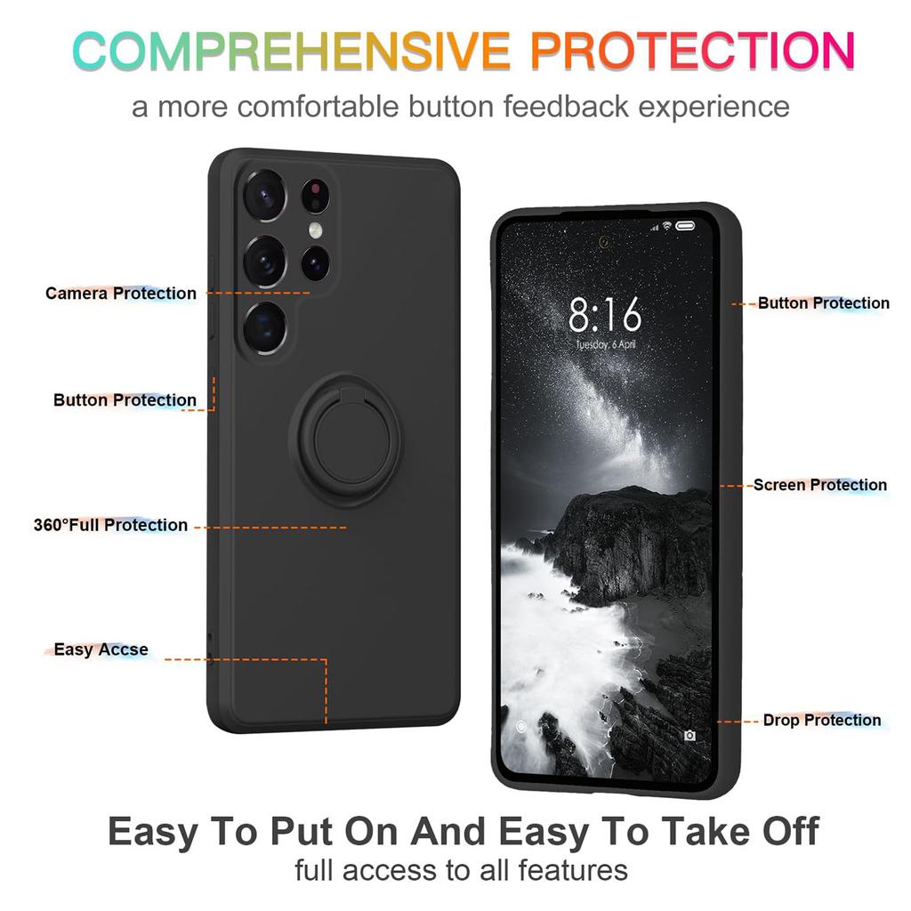 For Samsung Galaxy S24 Ultra Case with Strap Ring Holder Kickstand Phone Cover