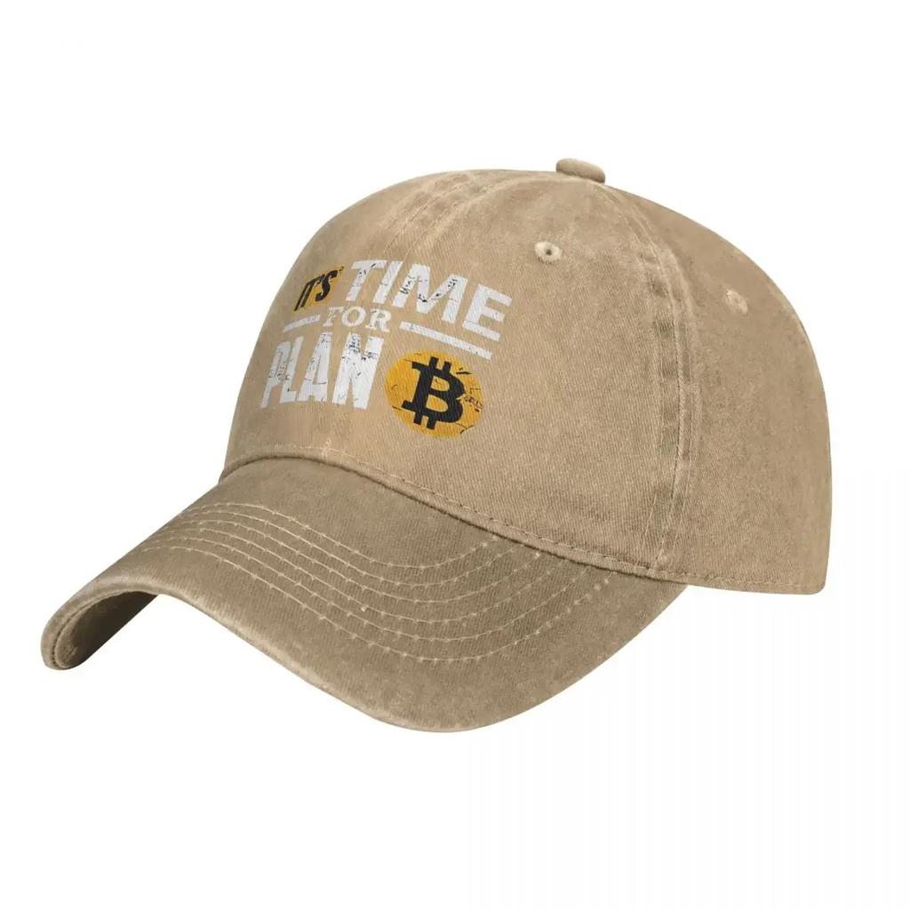 It's Time For Plan B Bitcoin Baseball Cap  y2k Funny Men Women Washed Trucker Hat Breathable Tennis Skate Snapback Cap Present