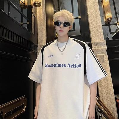 Short Sleeve T T-shirt Men's Fashion Brand Summer Loose Half Sleeve2025New Internet Hot Fashionable Ins Simple Printed Top
