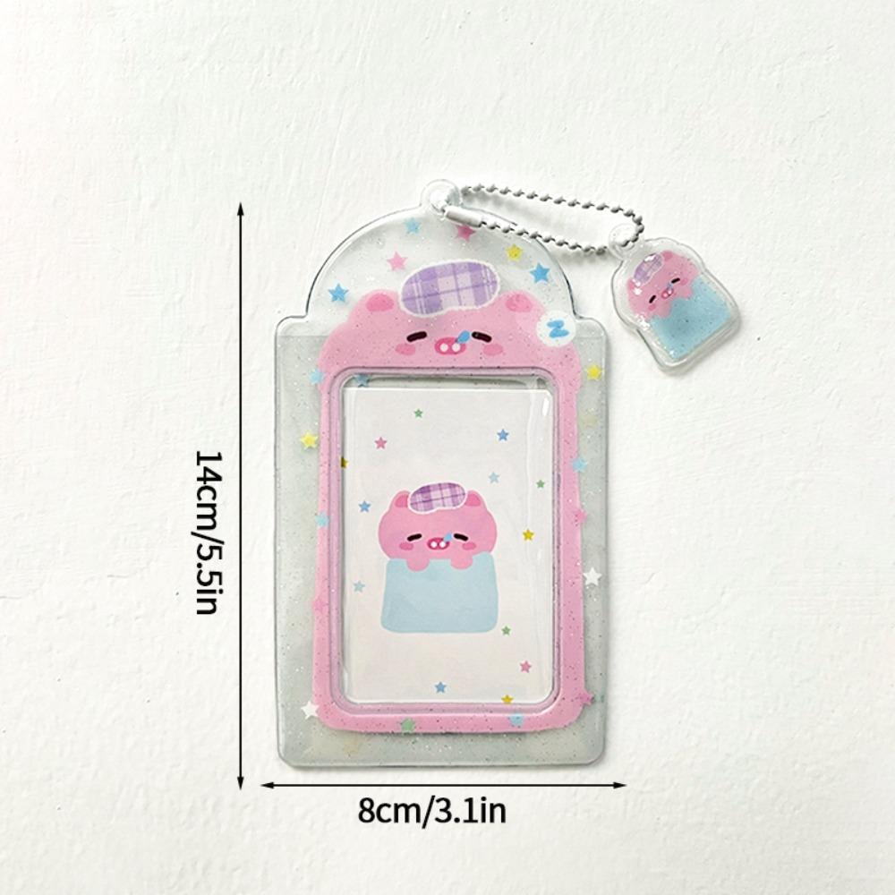 New Cartoon Photo Card Holder 3 Inch PVC Cards Sleeve with Keychain K-Pop Idol Photocard Case