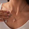 Stainless Steel Metal Crown Cross Pendant Necklace for Women Minimalist Gold Color Rhinestone Clavicle Chain Jewelry Party Gift