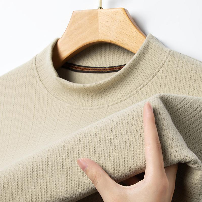 Winter Semi-turtleneck German Velvet Micro-elastic Long-sleeved T-shirt, Youth Light Luxury Casual No-iron Warm T-shirt