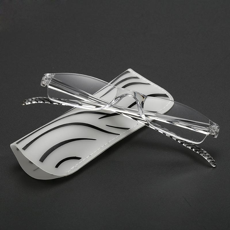 +1.0 ~ +4.0 Portable Far Sighted Glasses Unisex Ultralight Reading Glasses Frameless Resin Half Frame Reading Glasses