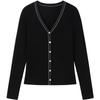 JUZUI Women's Color-Block V-Neck Knit Cardigan