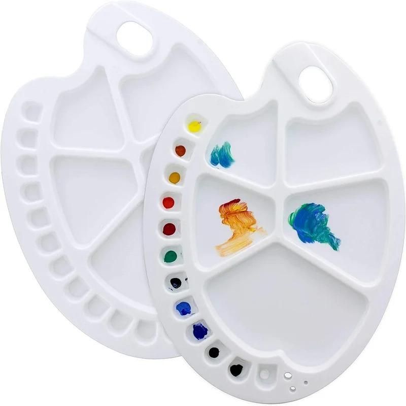 2PCS Artist Painting Palette 17 Well Fish Shaped Plastic Color Mixing Tray Kids Classroom Art Craft Watercolor