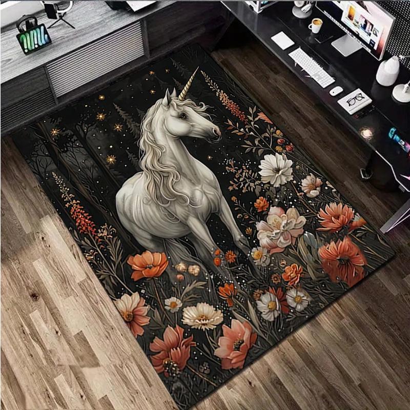 1Pc Animal Flowers Print Rug - Home Decoration Carpet For Living Room Bedroom Flooring Computer Chair Area Rug