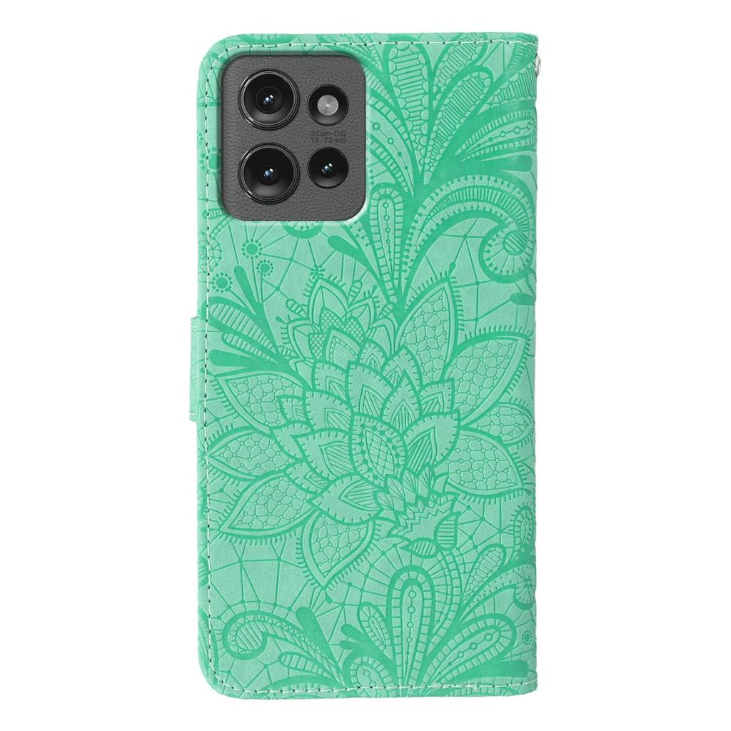 For Motorola Edge 50 Pro 5G/Edge 50 5G Case Lace Flowers PU Leather Flip Wallet Phone Cover