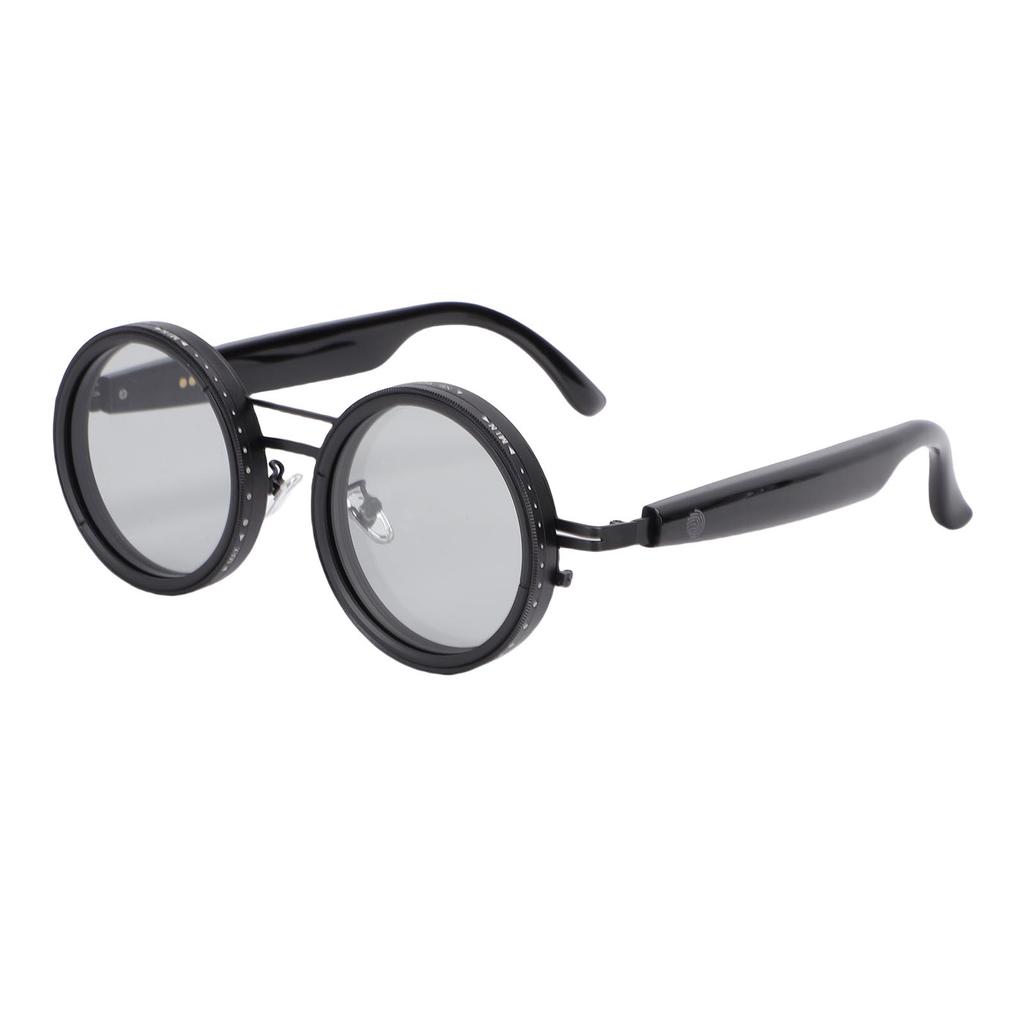 KI Intelligente Übersetzungsbrille Grau Rund Verstellbares Glas Kabellos 114 Sprachen Übersetzer Sonnenbrille