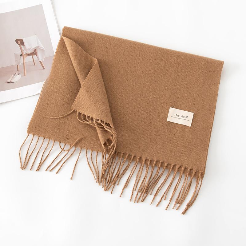 Cashmere feel solid color scarf women's imitation cashmere autumn and winter atmosphere versatile medium and long shawl scarf