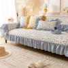 Washed Cotton Printed Sofa Cushion for All Seasons Korean Style Skirt Fresh Small Flower Non-slip Sofa Cushion Towel