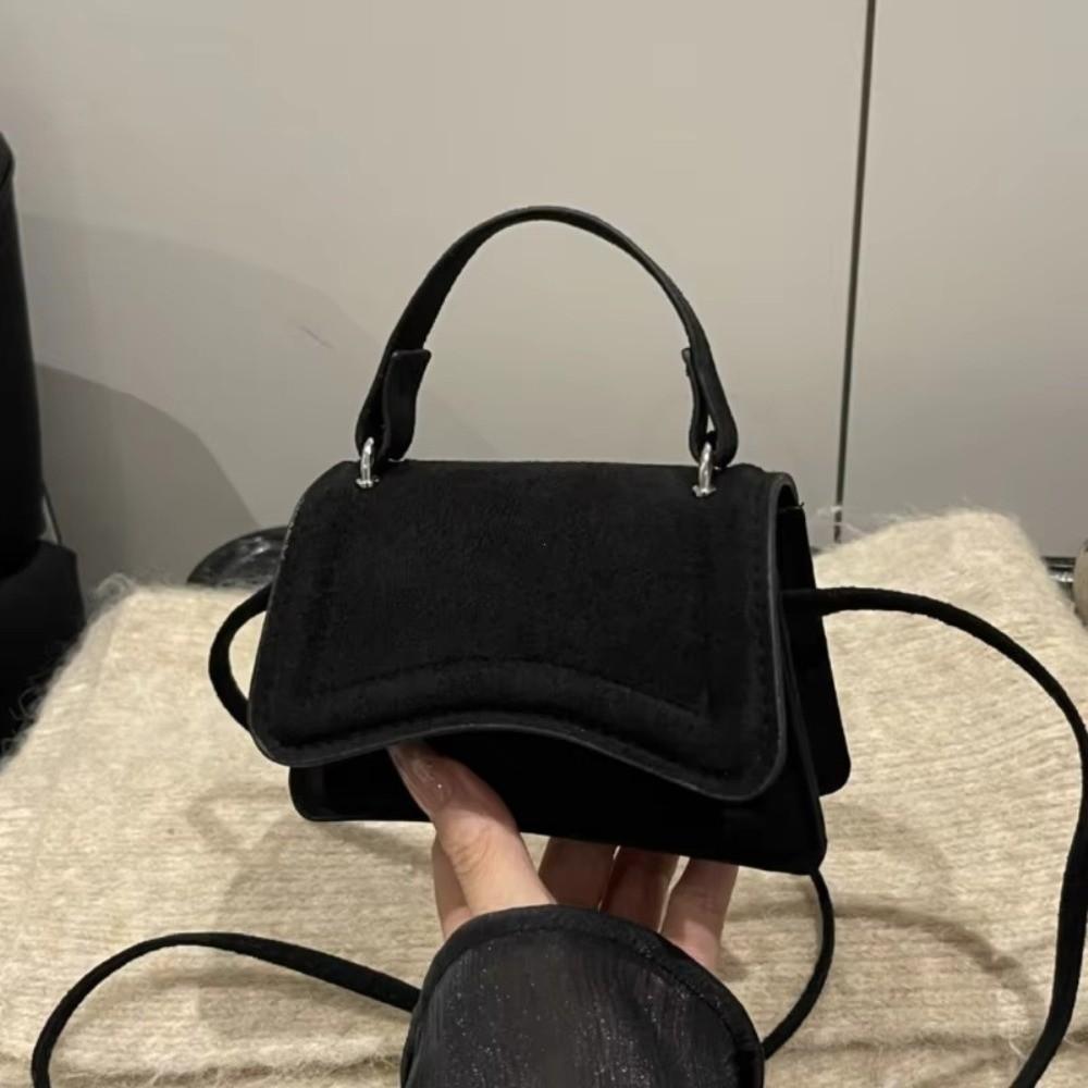 Fashion Suede Crossbody Bag Square Shape Solid Color Small Handbag Mini Shoulder Bag Daily Use