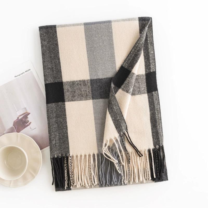 Warm Plaid Faux Cashmere Shawl Poncho Winter Luxury Print Blanket Pashmina Wraps Bufanda With Tassel Scarf Stoled Echarpe