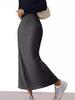 2025 High-Waisted Knit Skirt with Side Slit - Autumn/Winter European & American Style for Women