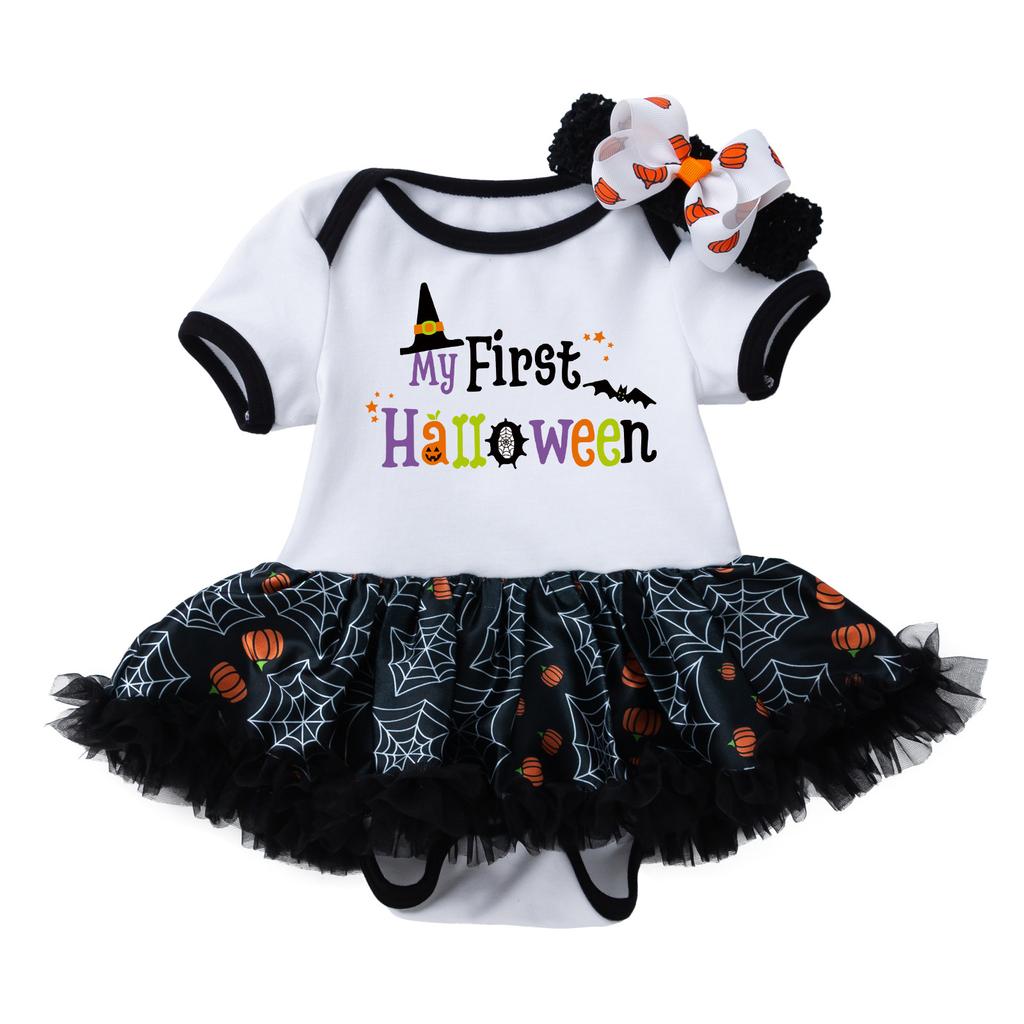 Infant Baby Girls Kids Skirts Set 2PC Romper + Headband Halloween Outfits