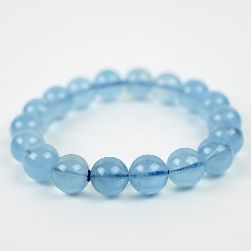 Eigado Aquamarin 17cm Inner Natürliche Kraft März Geburtsstein Armband, 11.7mm Perlen, Durchmesser, Stein, Stein,