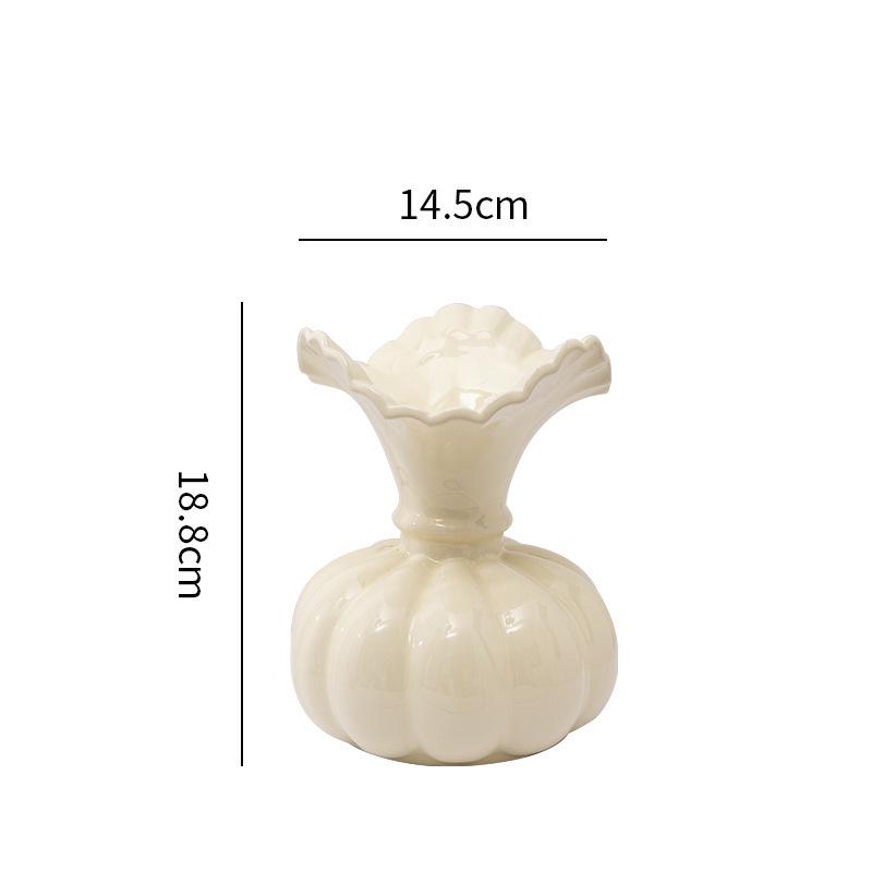 

High-End French Ceramic Vase for Living Room - Ideal for Flower Arrangements, Artificial or Dried Flowers, Desktop Decoration Diameter 13.5cm, Height 20cm