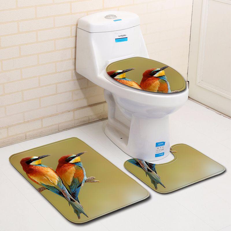 3D Bird Bathroom Toilet Three-Piece Floor Mat Doormat Bathroom Carpet