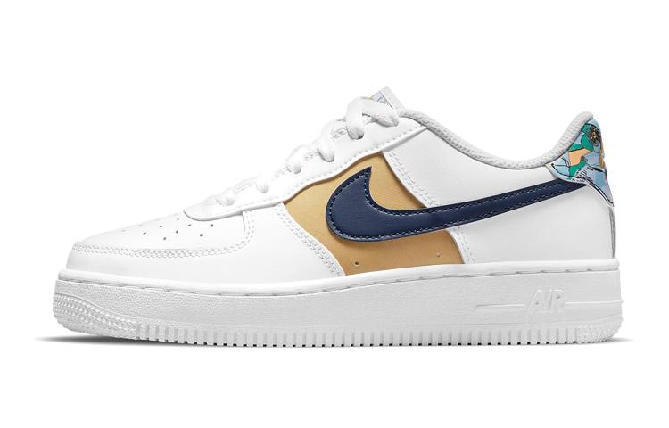 

Nike Air Force 1 Low 07 LV8 White Blue Void Metallic Gold GS DM3089-100 38.5