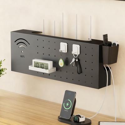 Caixa de Armazenamento para Roteador Doméstico WIFI Sem Fio, Rack de Armazenamento Montado na Parede para Sala de Estar, Quarto, Armazenamento para Classificação