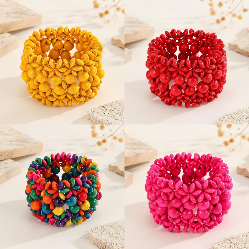 Bead Wooden Bohemian Elastic Bracelet With Round Design Accessories Travel