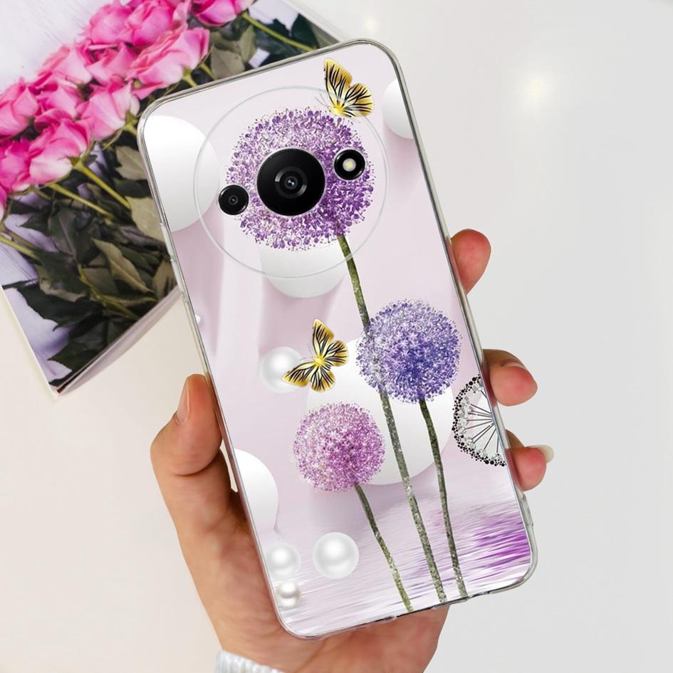 For Funda Xiaomi Redmi A3 Case 2024 Fashion Flower Transparent Silicone Soft TPU Phone Case For Xiomi Redmi A3 RedmiA3 4G Covers