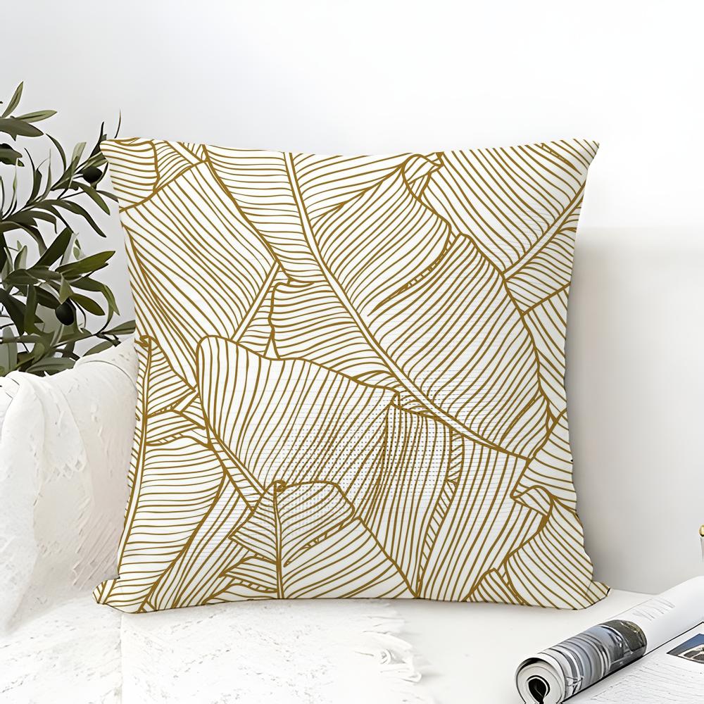 Fresh Natural Leaf Pattern Pillow Case Linen Pillow Case Sofa Home Decor Cushion Cover Cushion Cove
