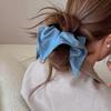 Korean Style Denim Scarf Hair Tie for Women - Fashionable High Elastic Rubber Band with Leather Cover
