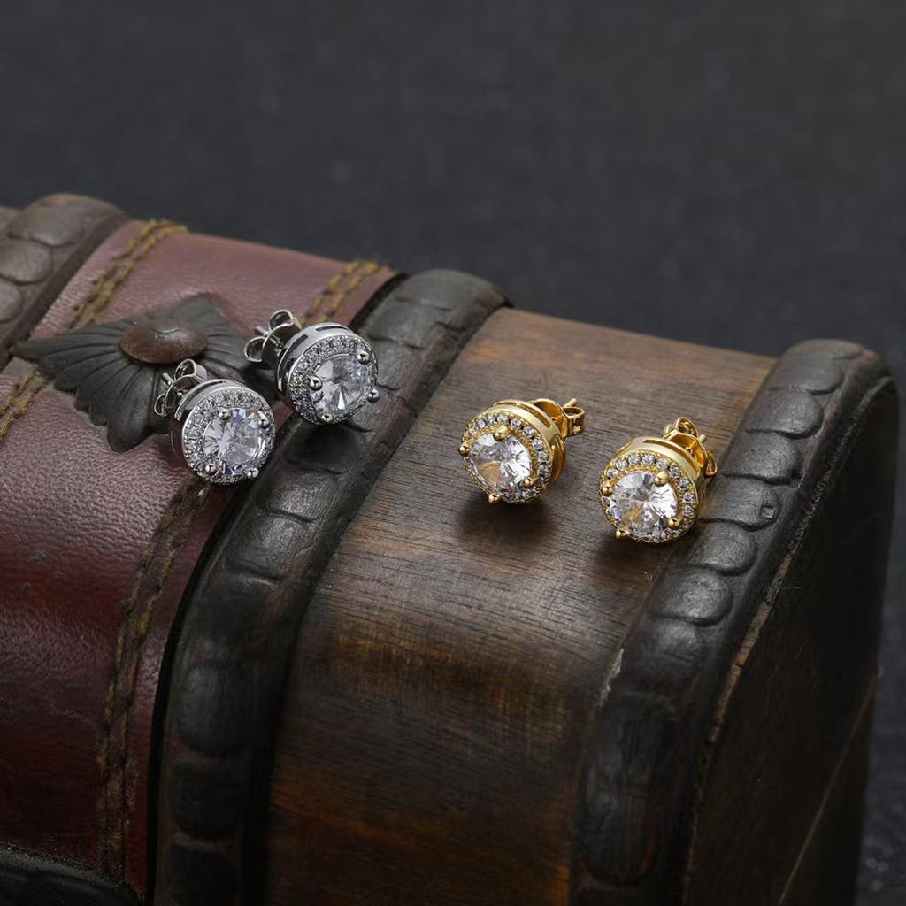 Hip Hop Copper with Zirconia Personalised Couple Earrings