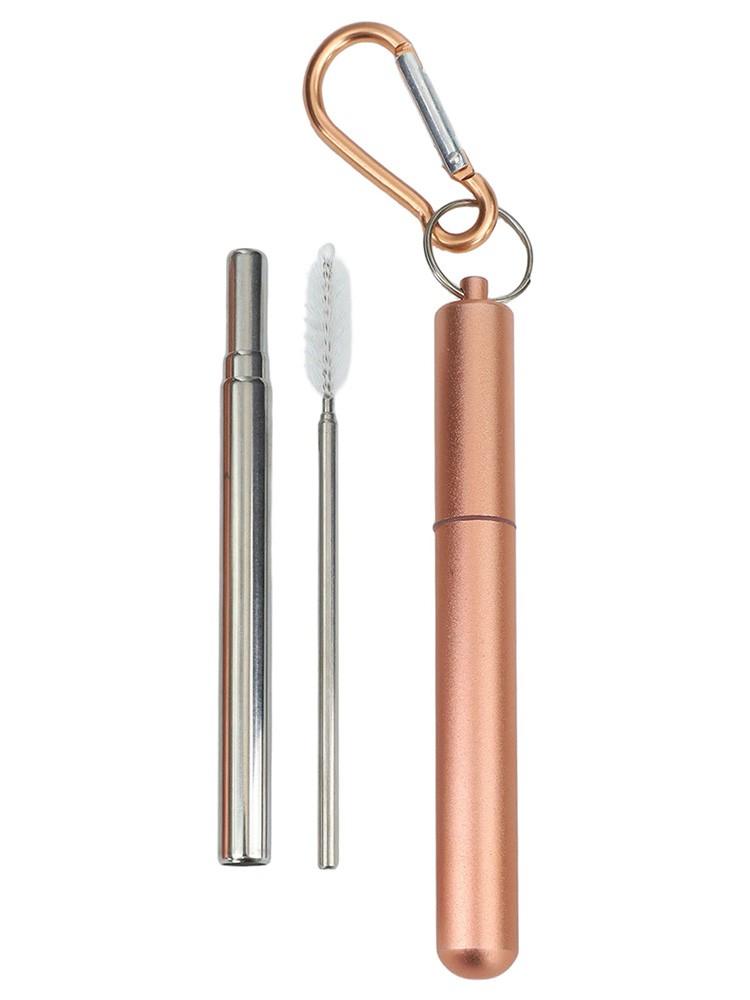

Набор складных соломинок с силиконовыми наконечниками и карабином rose gold