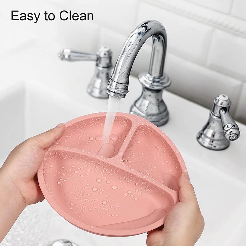 Silicone Baby Tableware Set: Bowl, Fork, Spoon, Plate with Suction Cup