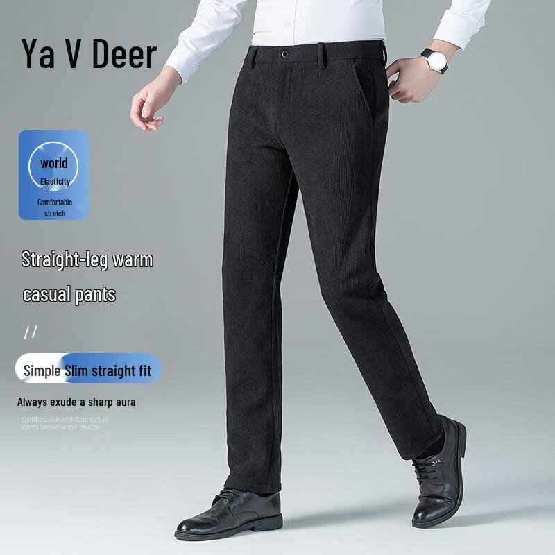

Yalu Men s Luxury Plush Straight-Leg Casual Pants 31
