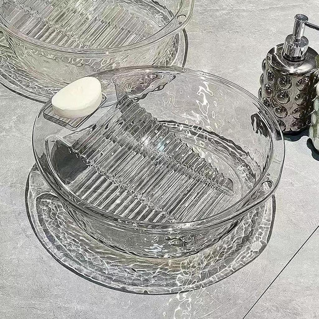 Portable Wash Tub with Integrated Scrubbing Board for Home And Dorm Laundry