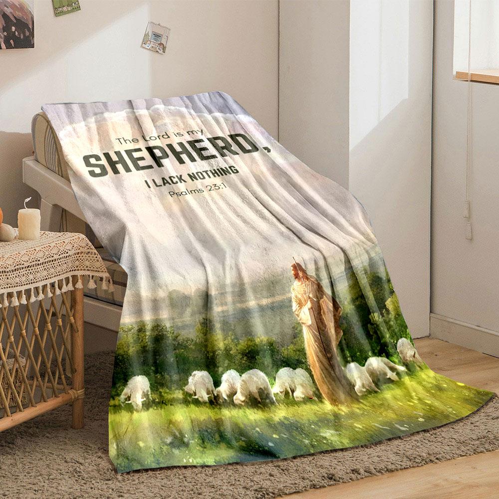 The Lord Is My Shepherd Psalm 23:1 Religious Blanket  Printed Blanket for Living Room Bed Couch Lunch Break Blanket for Friend's Festival Gift