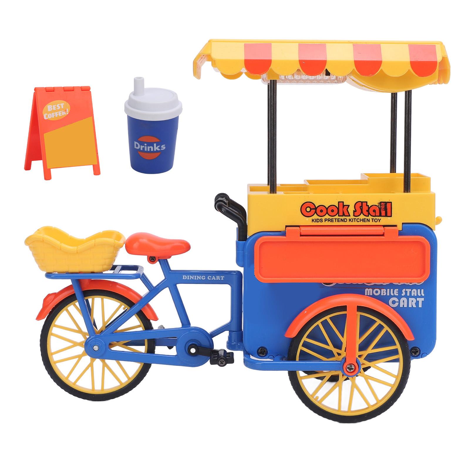 

1:10 Fast Food Tricycle Playset Sensor Light and Music Funny Tricycle Model Children Play House Toy