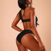European And American Fashion Single Shoulder Solid Color Split Bikini Two-Piece Swimsuit Female Sexy Backless Bikini Swimsuit