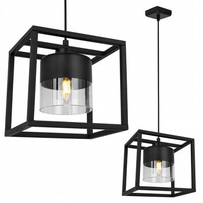 Loft Hanging Lamp, Modern Cage, Glass Lampshade