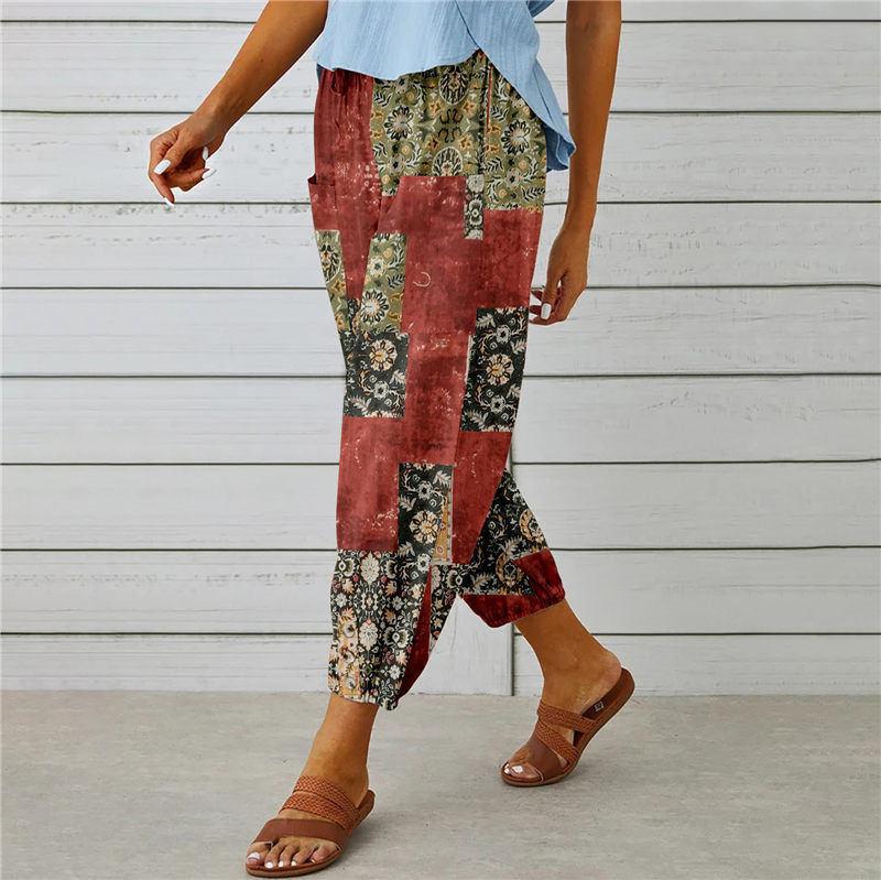 Pantaloni Casual da Donna in Lino e Cotone con Coulisse Vita Alta per la Primavera