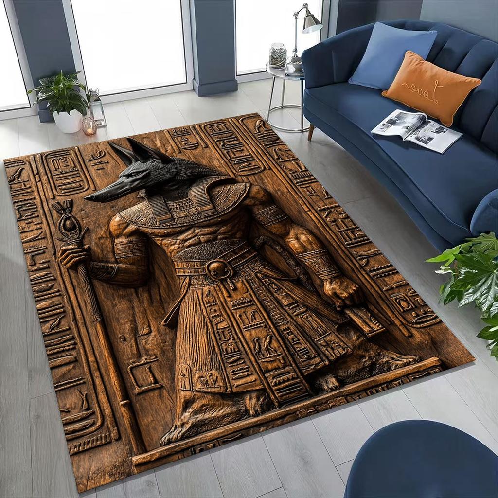 Ancient Egyptian God Dead Anubis Pharaoh Tutankhamun Mask Rug for Bedroom Living Room Sofa Home Doormat Decor,Non-slip Floor Mat