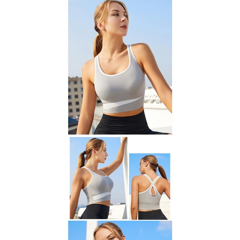 Color Bump Lauf-Sport-BH Fitness Stoßdämpfender Yoga-BH Crossback-Sport-BH Damen